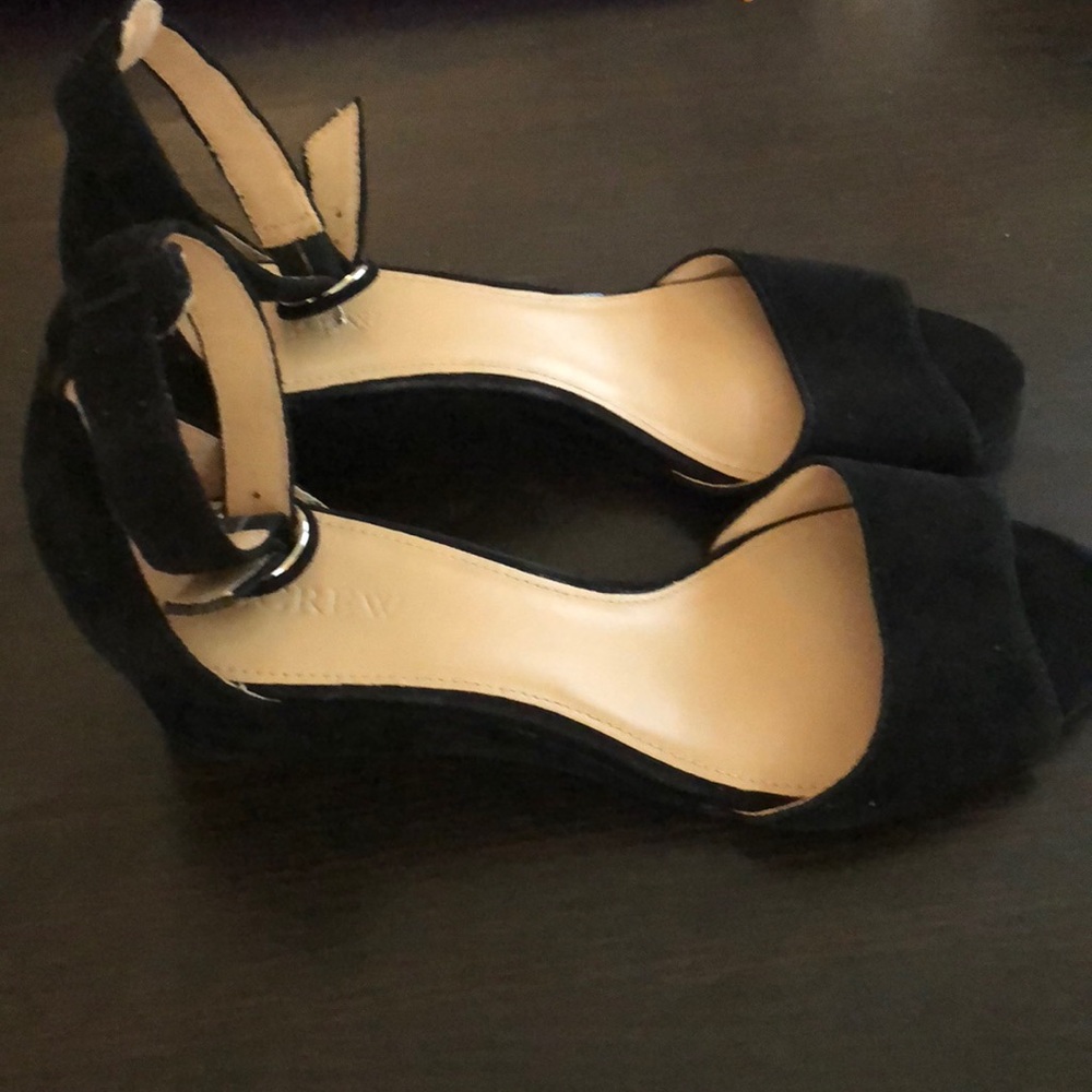 J. Crew Black suede wedges size 7